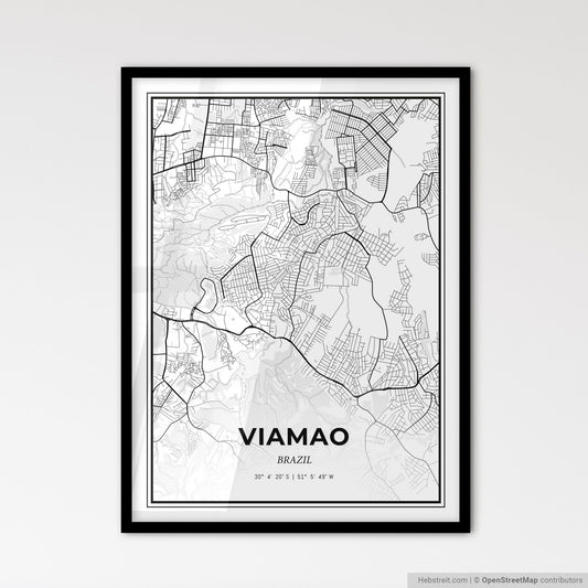 Viamao Brazil - Scandinavian Style City Map for Modern Home Decor
