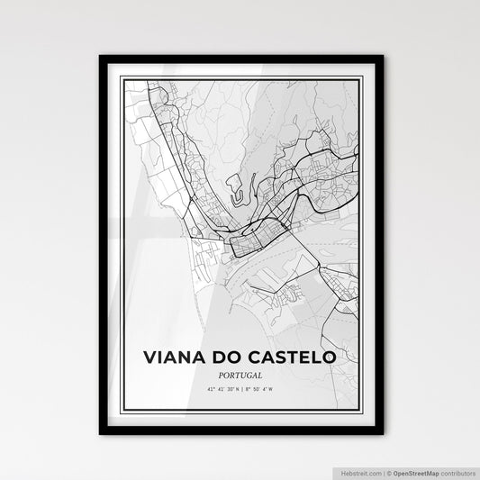 Viana do Castelo Portugal - Scandinavian Style City Map for Modern Home Decor