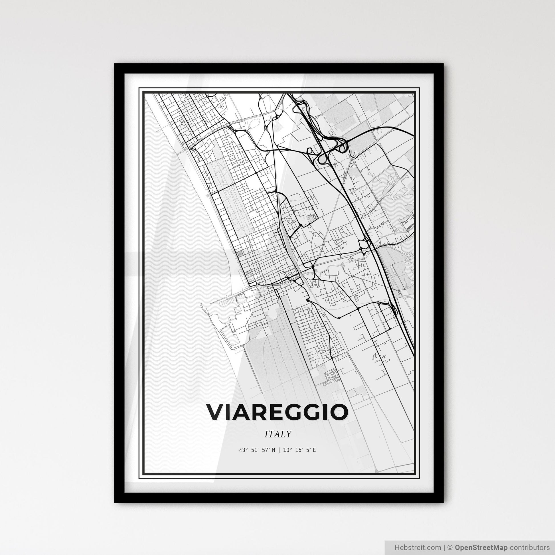 Viareggio Italy - Scandinavian Style City Map for Modern Home Decor