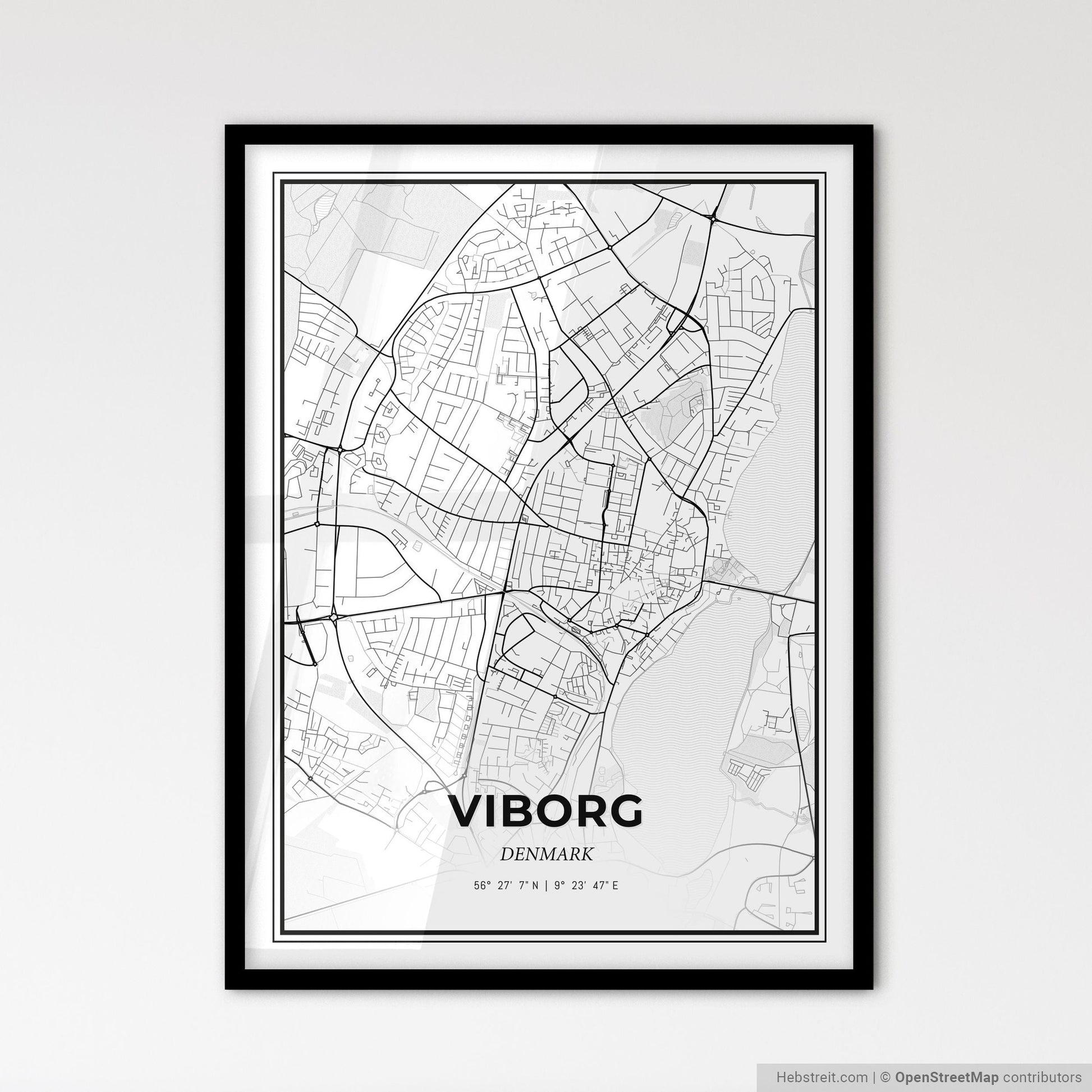 Viborg Denmark - Scandinavian Style City Map for Modern Home Decor