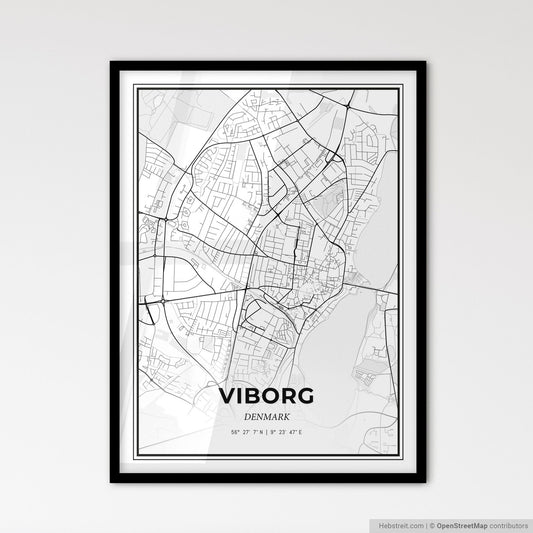 Viborg Denmark - Scandinavian Style City Map for Modern Home Decor