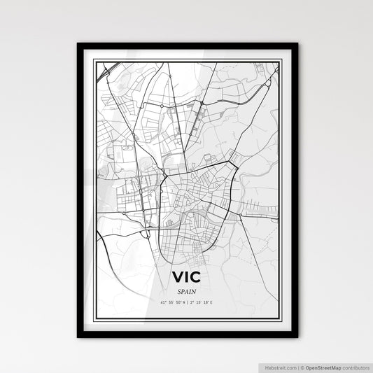 Vic Spain - Scandinavian Style City Map for Modern Home Decor