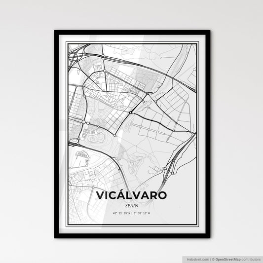 Vicálvaro Spain - Scandinavian Style City Map for Modern Home Decor