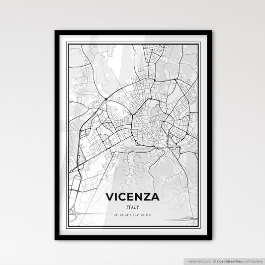 Vicenza Italy - Scandinavian Style City Map for Modern Home Decor