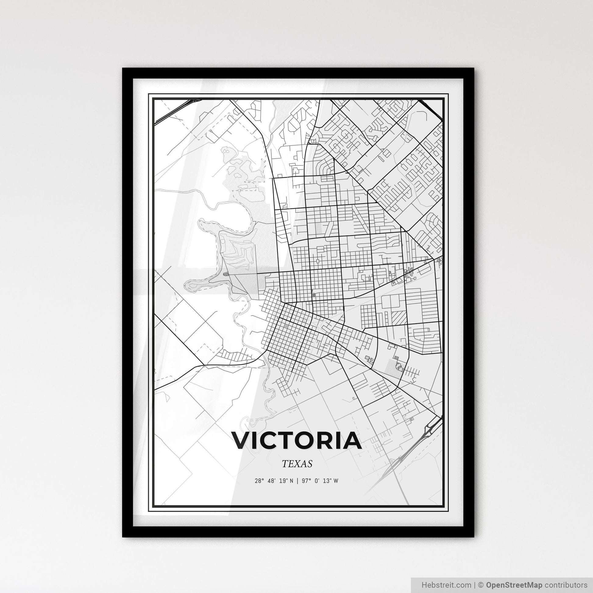 Victoria Texas - Scandinavian Style City Map for Modern Home Decor