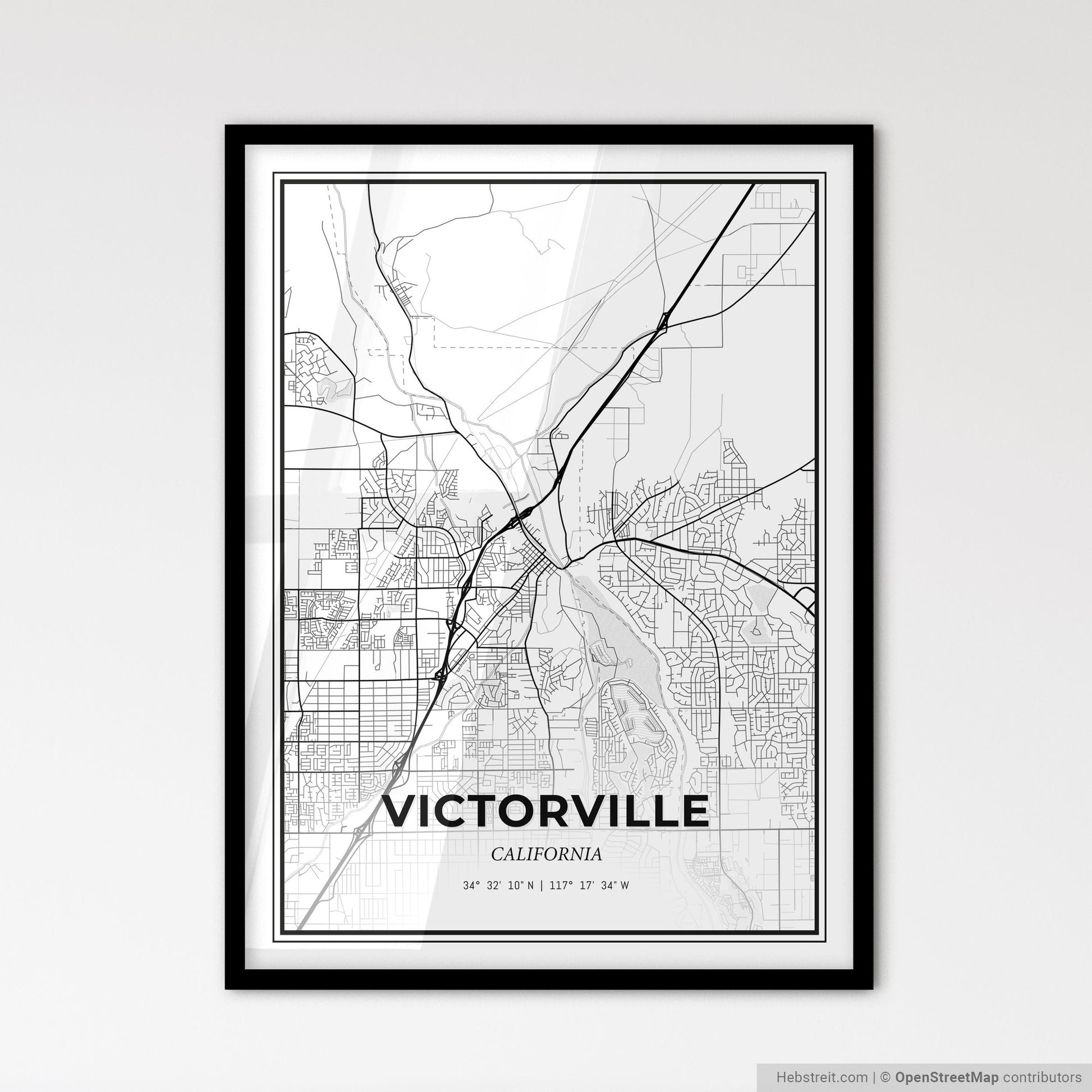 Victorville California - Scandinavian Style City Map for Modern Home Decor