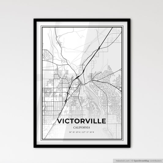 Victorville California - Scandinavian Style City Map for Modern Home Decor