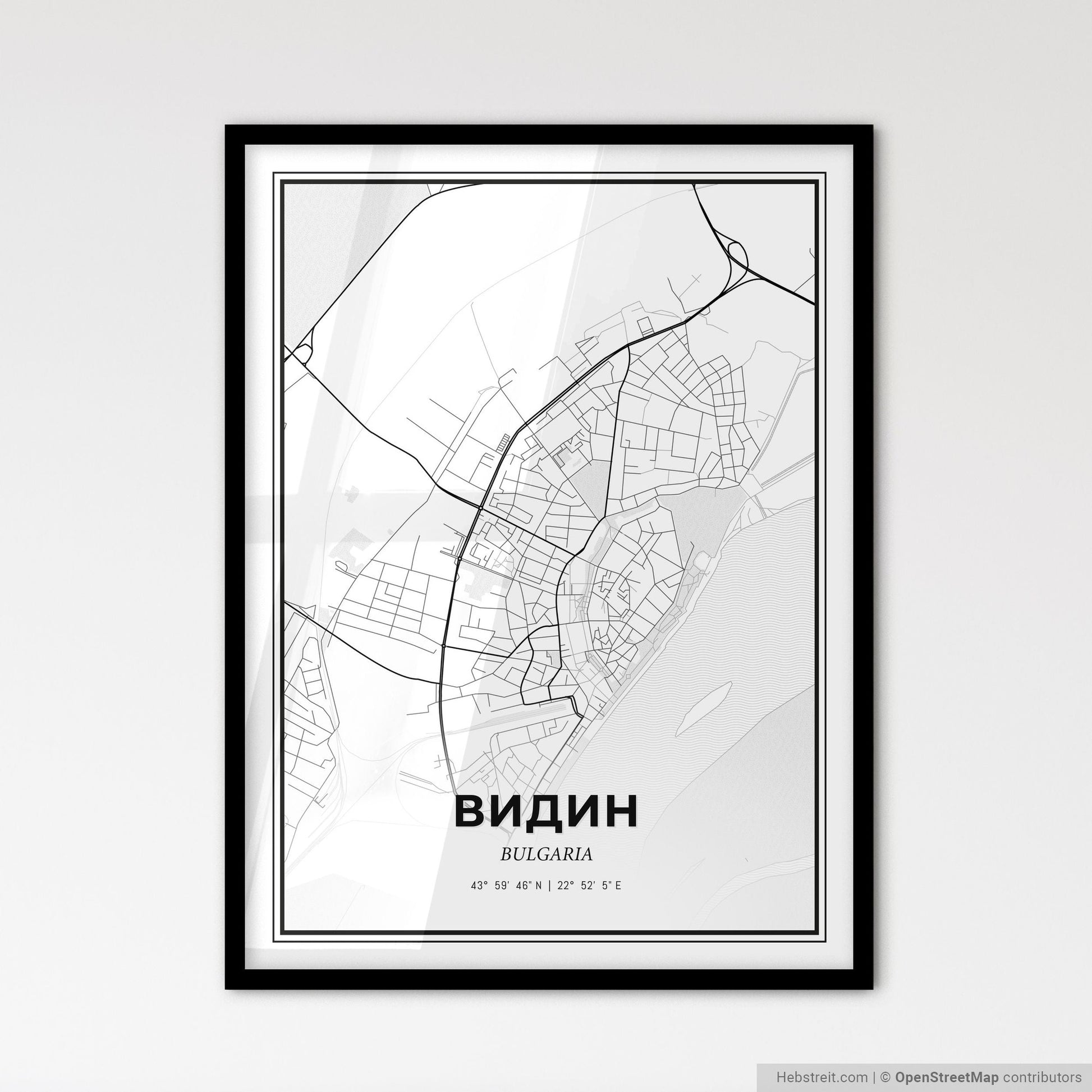 Vidin Bulgaria - Scandinavian Style City Map for Modern Home Decor