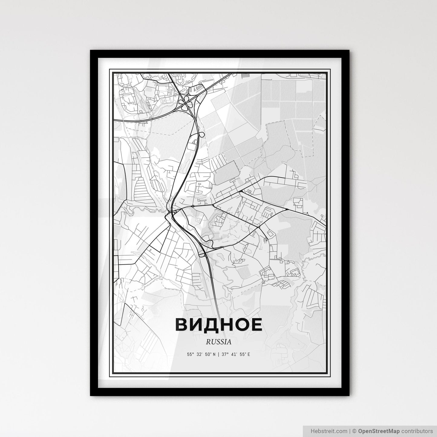 Vidnoye Russia - Scandinavian Style City Map for Modern Home Decor