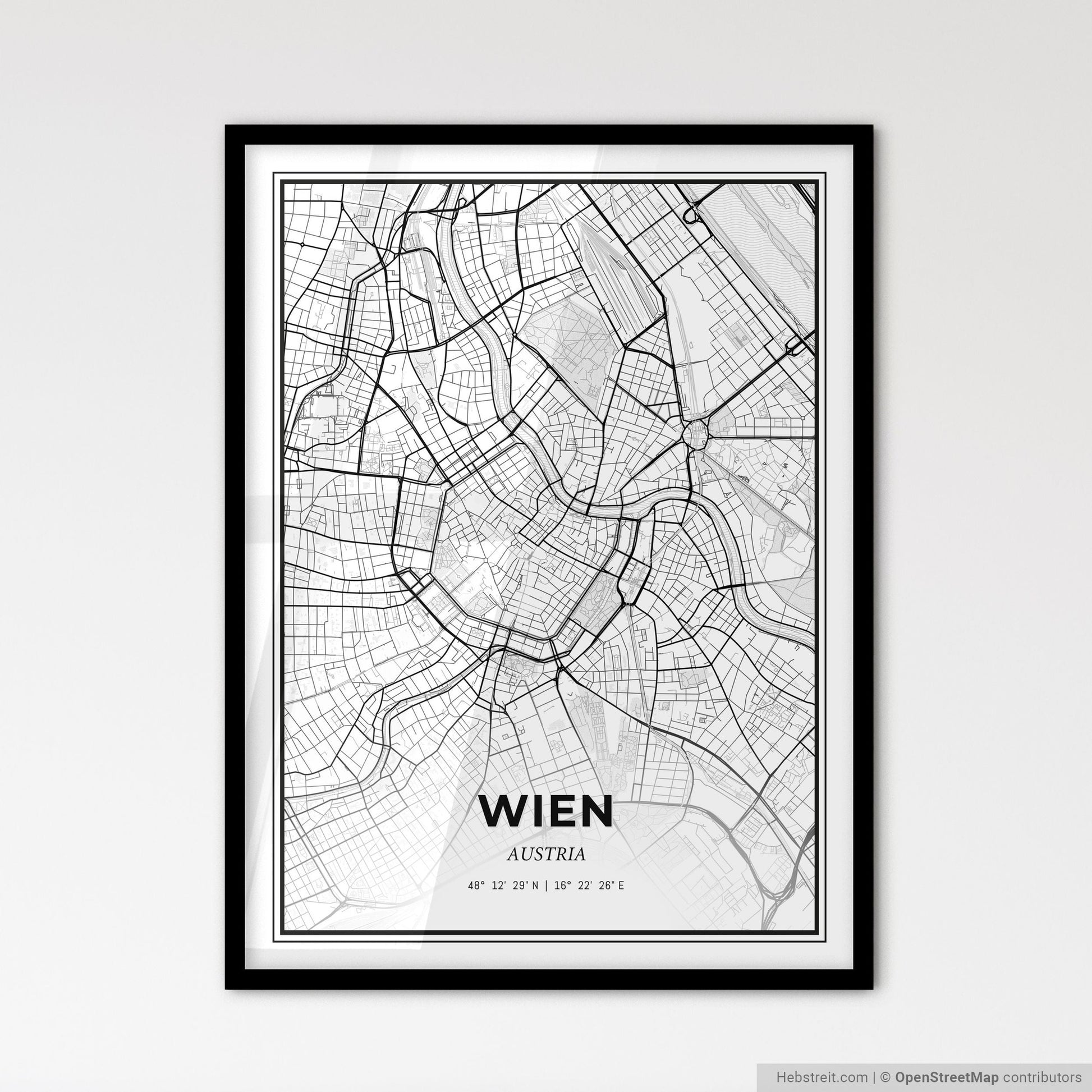 Vienna Austria - Scandinavian Style City Map for Modern Home Decor