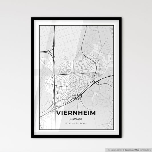 Viernheim Germany - Scandinavian Style City Map for Modern Home Decor