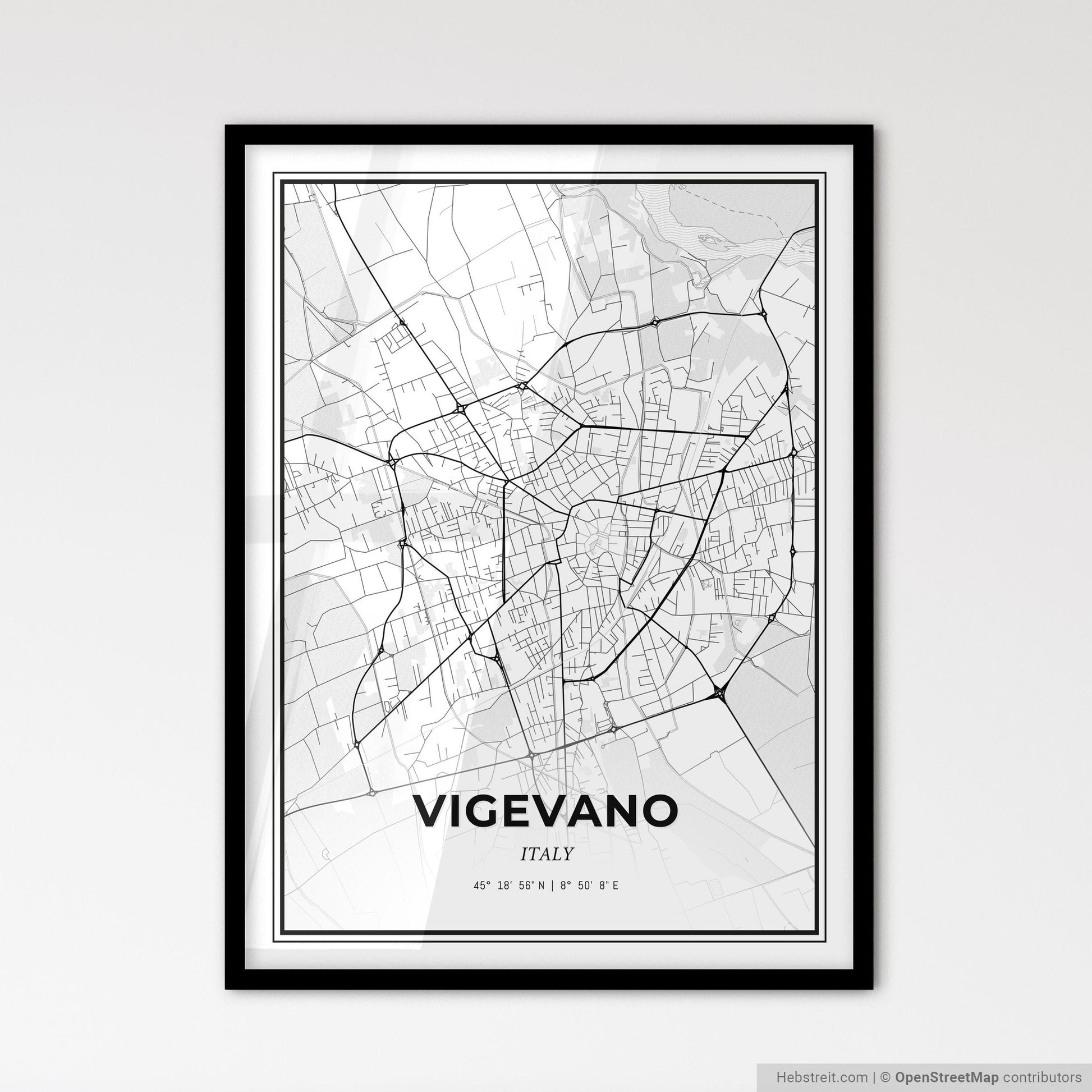 Vigevano Italy - Scandinavian Style City Map for Modern Home Decor