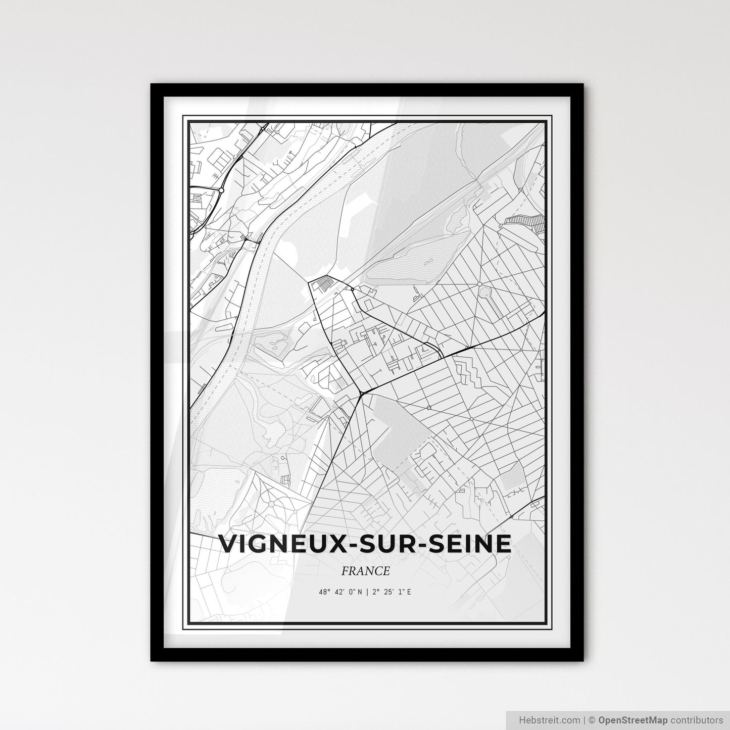 Vigneux-sur-Seine France - Scandinavian Style City Map for Modern Home Decor
