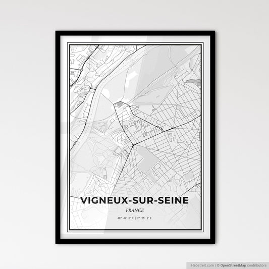 Vigneux-sur-Seine France - Scandinavian Style City Map for Modern Home Decor