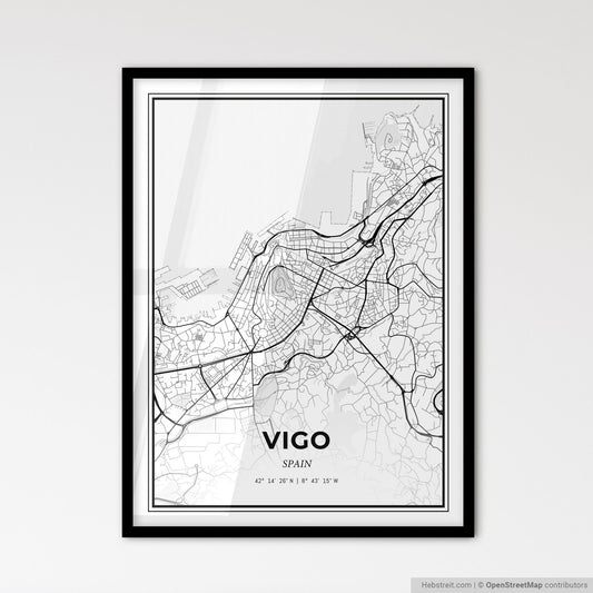 Vigo Spain - Scandinavian Style City Map for Modern Home Decor