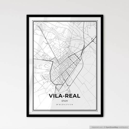 Vila-real Spain - Scandinavian Style City Map for Modern Home Decor