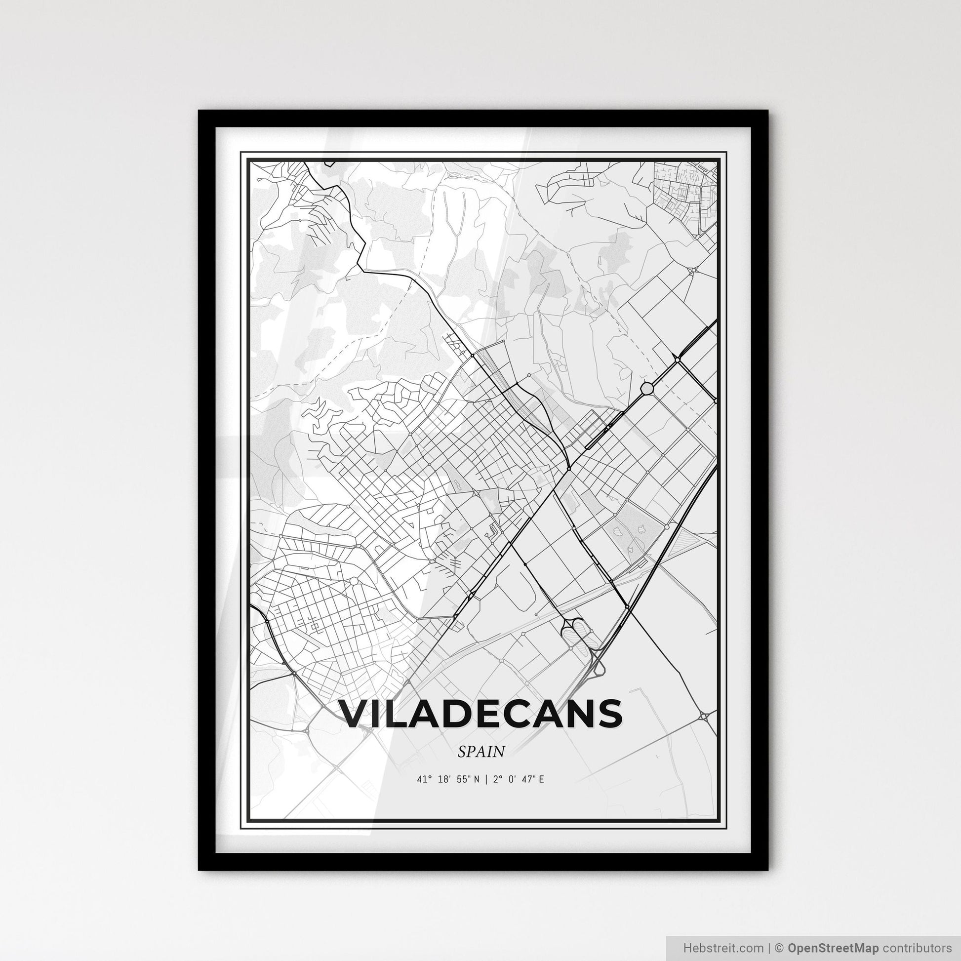 Viladecans Spain - Scandinavian Style City Map for Modern Home Decor