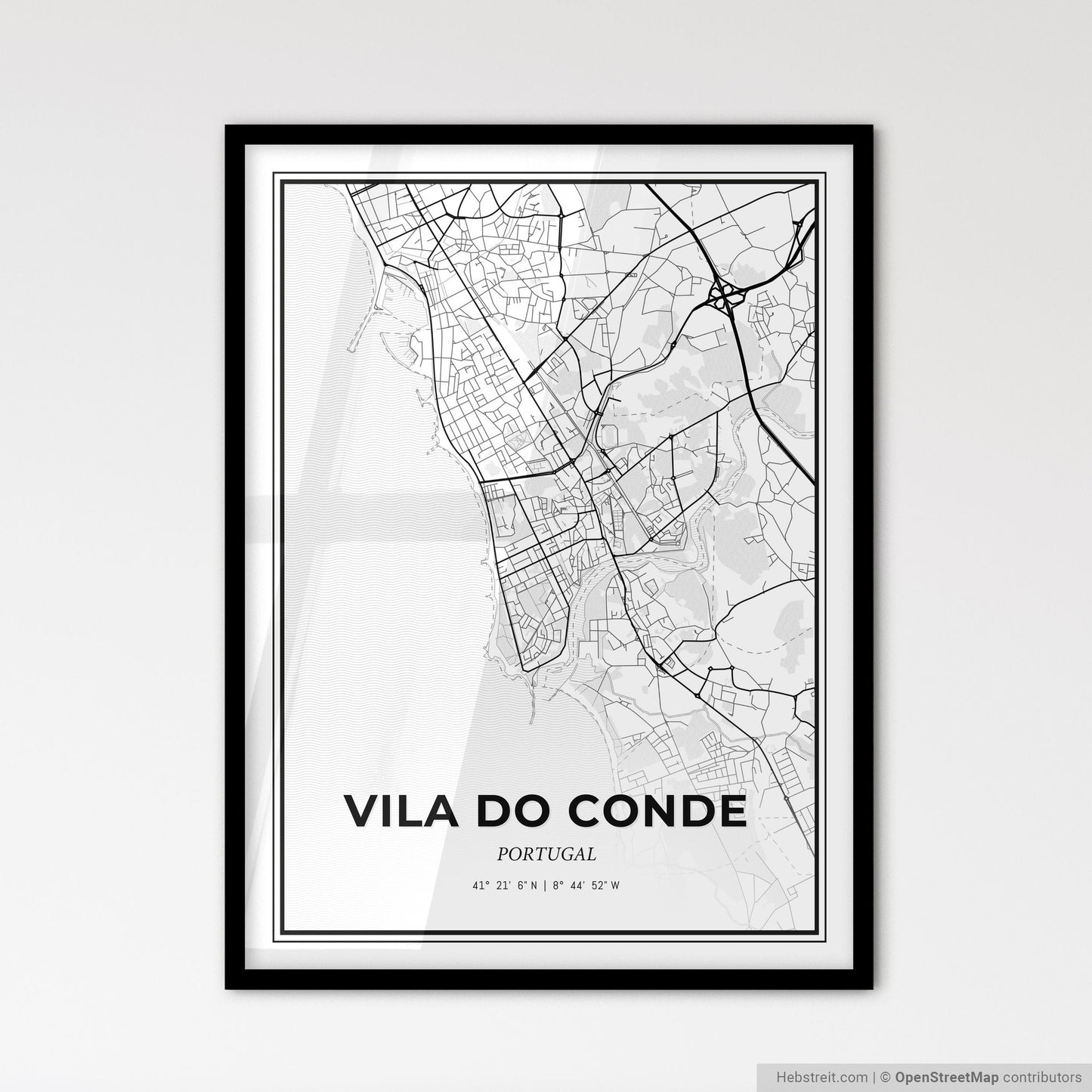 Vila do Conde Portugal - Scandinavian Style City Map for Modern Home Decor