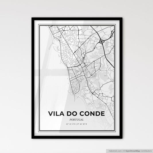 Vila do Conde Portugal - Scandinavian Style City Map for Modern Home Decor