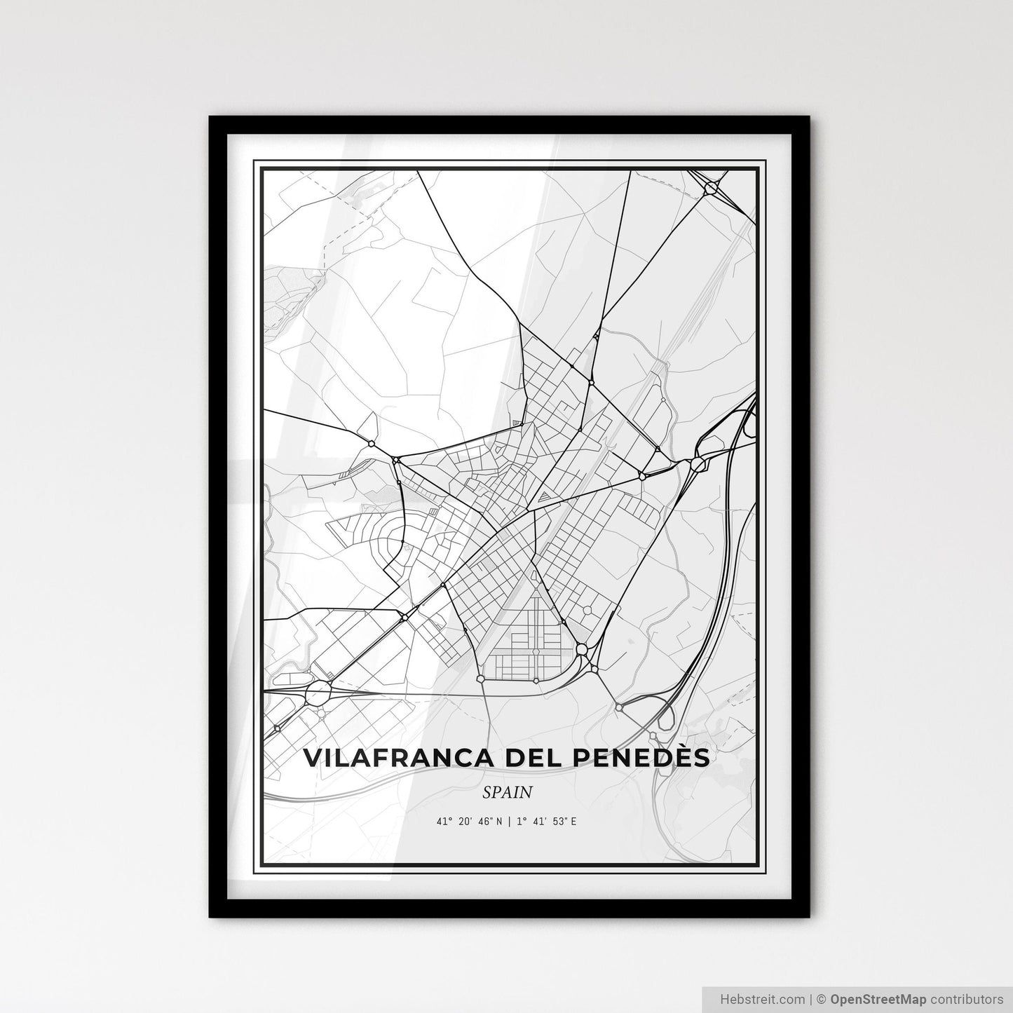 Vilafranca del Penedès Spain - Scandinavian Style City Map for Modern Home Decor