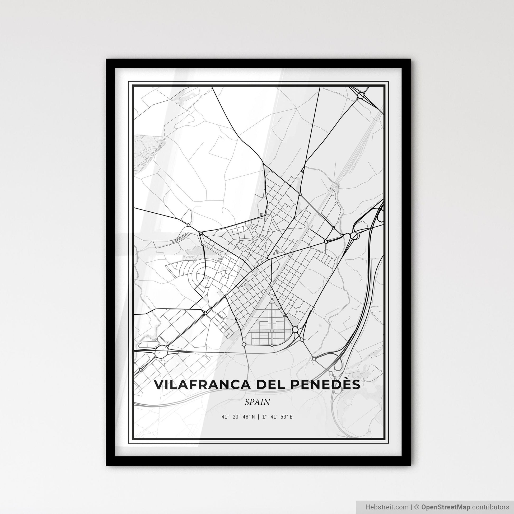 Vilafranca del Penedès Spain - Scandinavian Style City Map for Modern Home Decor