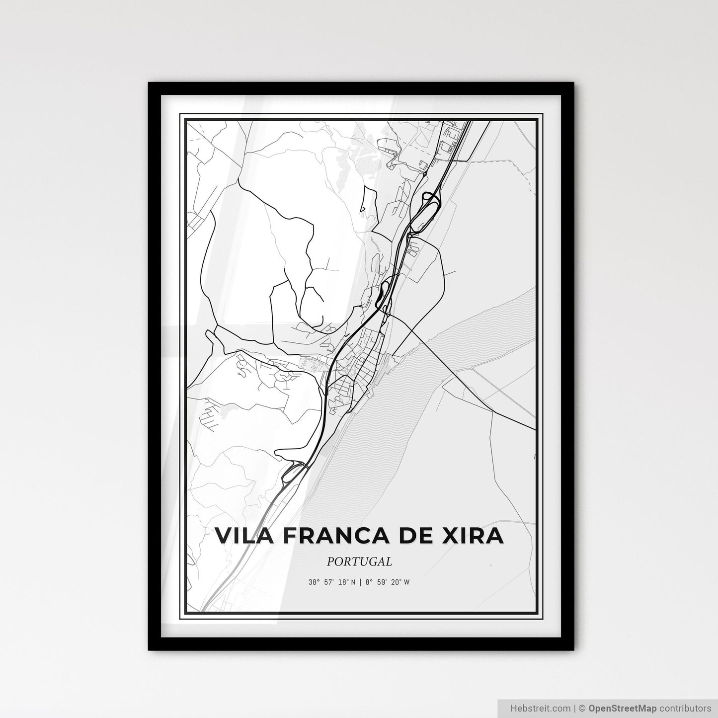 Vila Franca de Xira Portugal - Scandinavian Style City Map for Modern Home Decor
