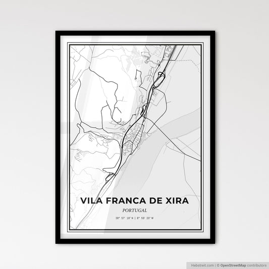 Vila Franca de Xira Portugal - Scandinavian Style City Map for Modern Home Decor