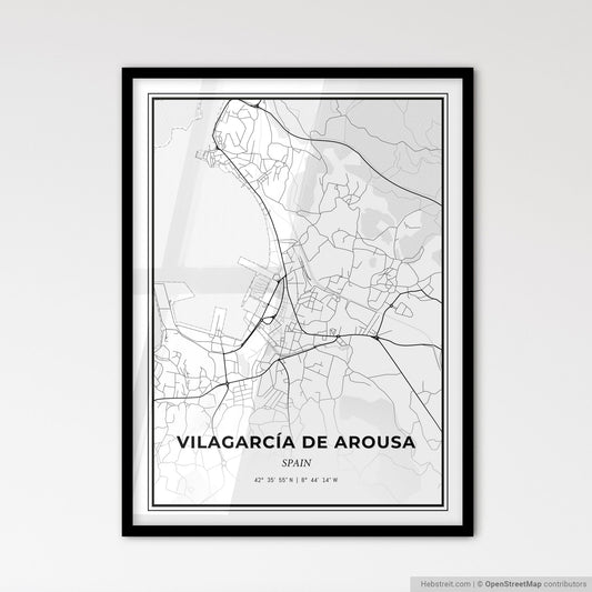 Vilagarcía de Arousa Spain - Scandinavian Style City Map for Modern Home Decor