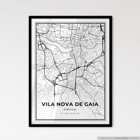Vila Nova de Gaia Portugal - Scandinavian Style City Map for Modern Home Decor