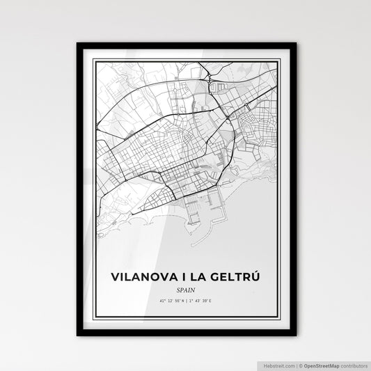 Vilanova i la Geltrú Spain - Scandinavian Style City Map for Modern Home Decor