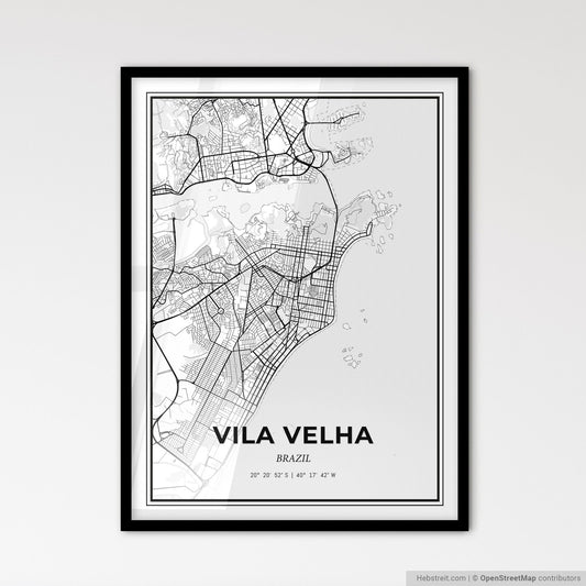 Vila Velha Brazil - Scandinavian Style City Map for Modern Home Decor