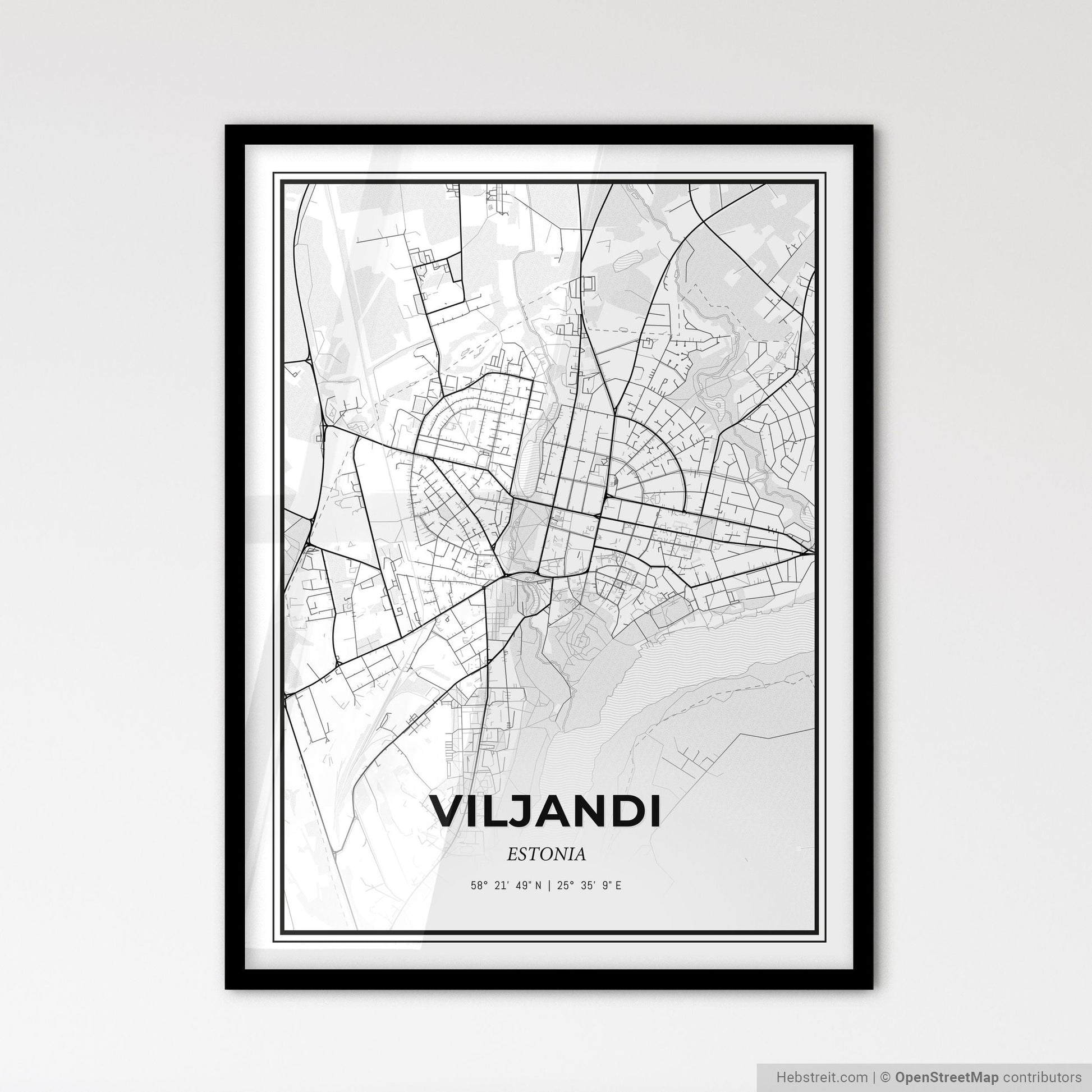 Viljandi Estonia - Scandinavian Style City Map for Modern Home Decor