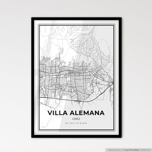 Villa Alemana Chile - Scandinavian Style City Map for Modern Home Decor