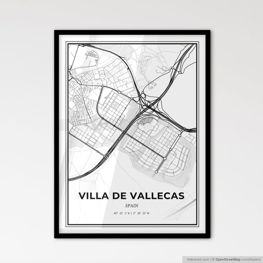 Villa de Vallecas Spain - Scandinavian Style City Map for Modern Home Decor