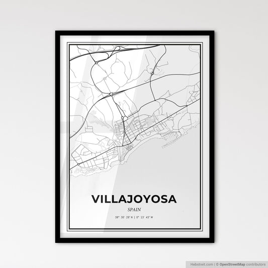 Villajoyosa Spain - Scandinavian Style City Map for Modern Home Decor