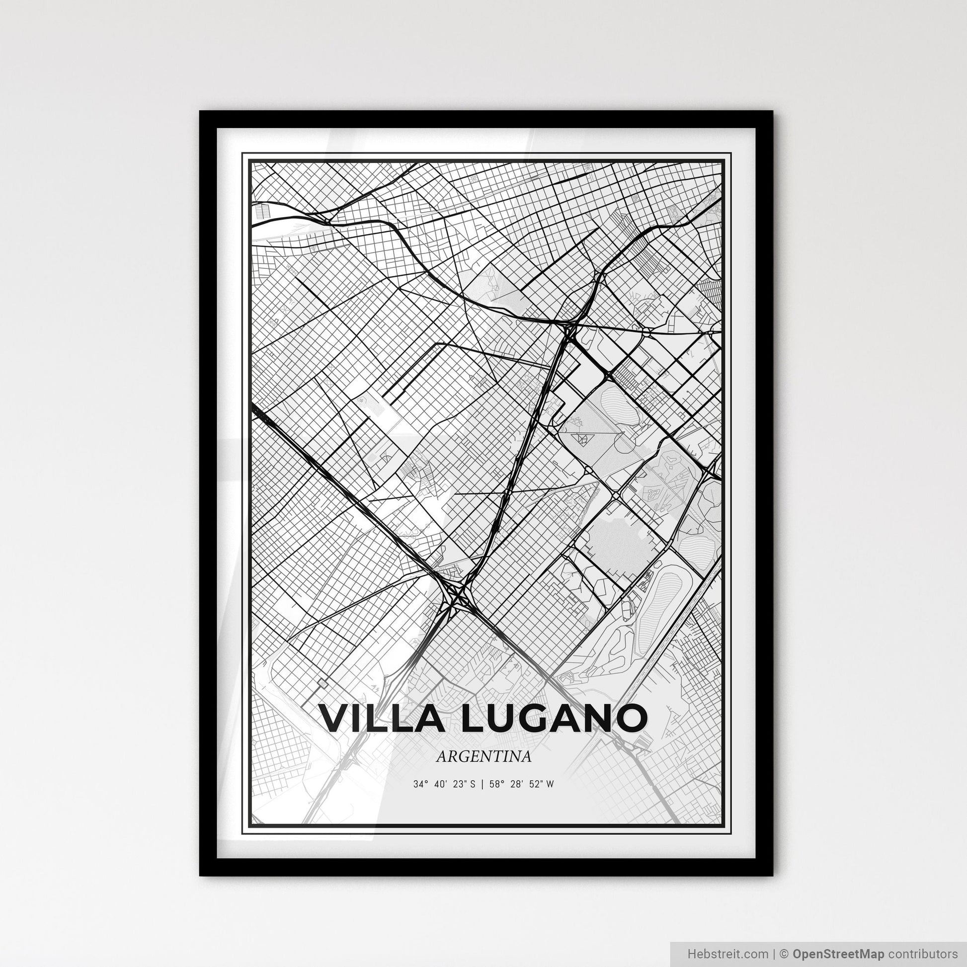 Villa Lugano Argentina - Scandinavian Style City Map for Modern Home Decor