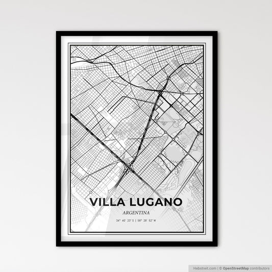 Villa Lugano Argentina - Scandinavian Style City Map for Modern Home Decor