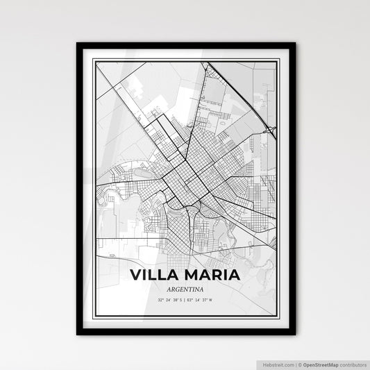 Villa Maria Argentina - Scandinavian Style City Map for Modern Home Decor
