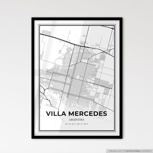 Villa Mercedes Argentina - Scandinavian Style City Map for Modern Home Decor