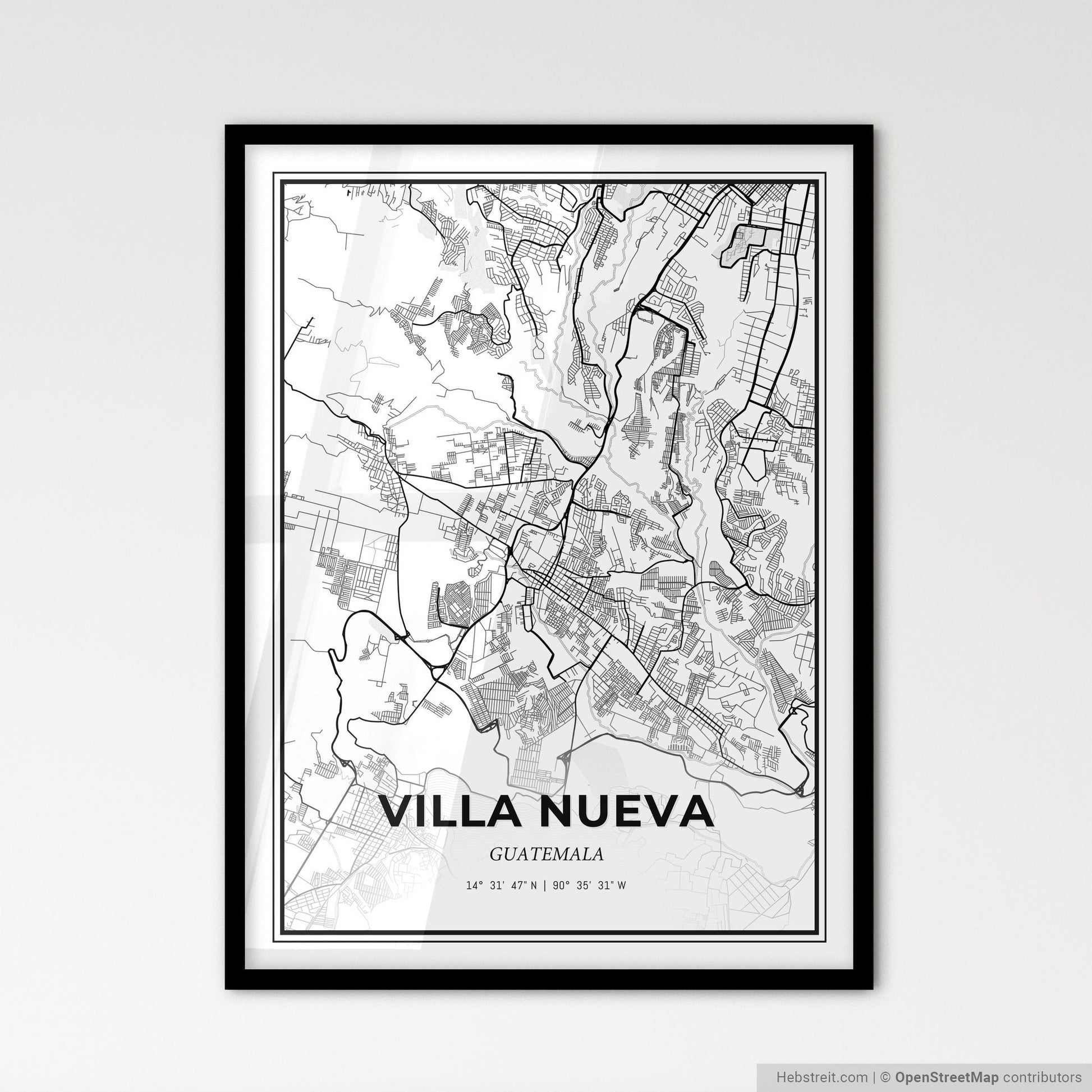 Villa Nueva Guatemala - Scandinavian Style City Map for Modern Home Decor