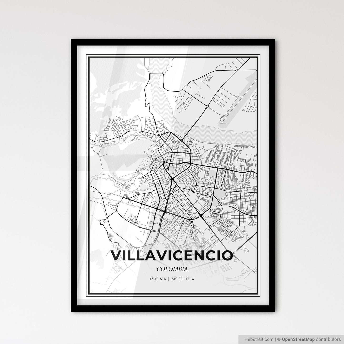 Villavicencio Colombia - Scandinavian Style City Map for Modern Home Decor