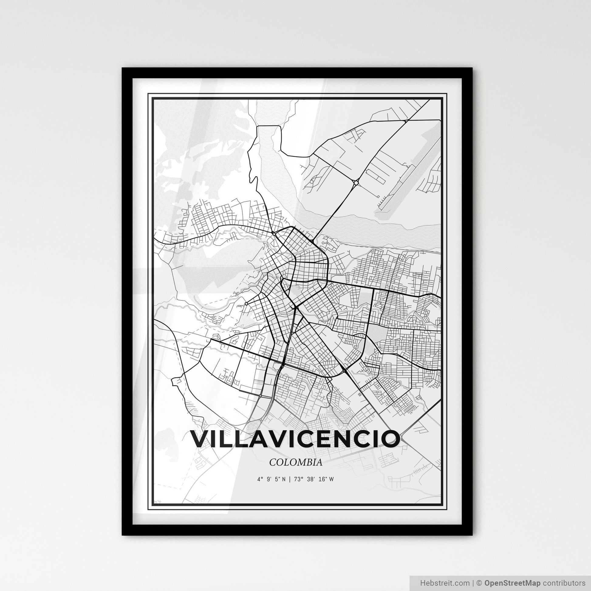 Villavicencio Colombia - Scandinavian Style City Map for Modern Home Decor