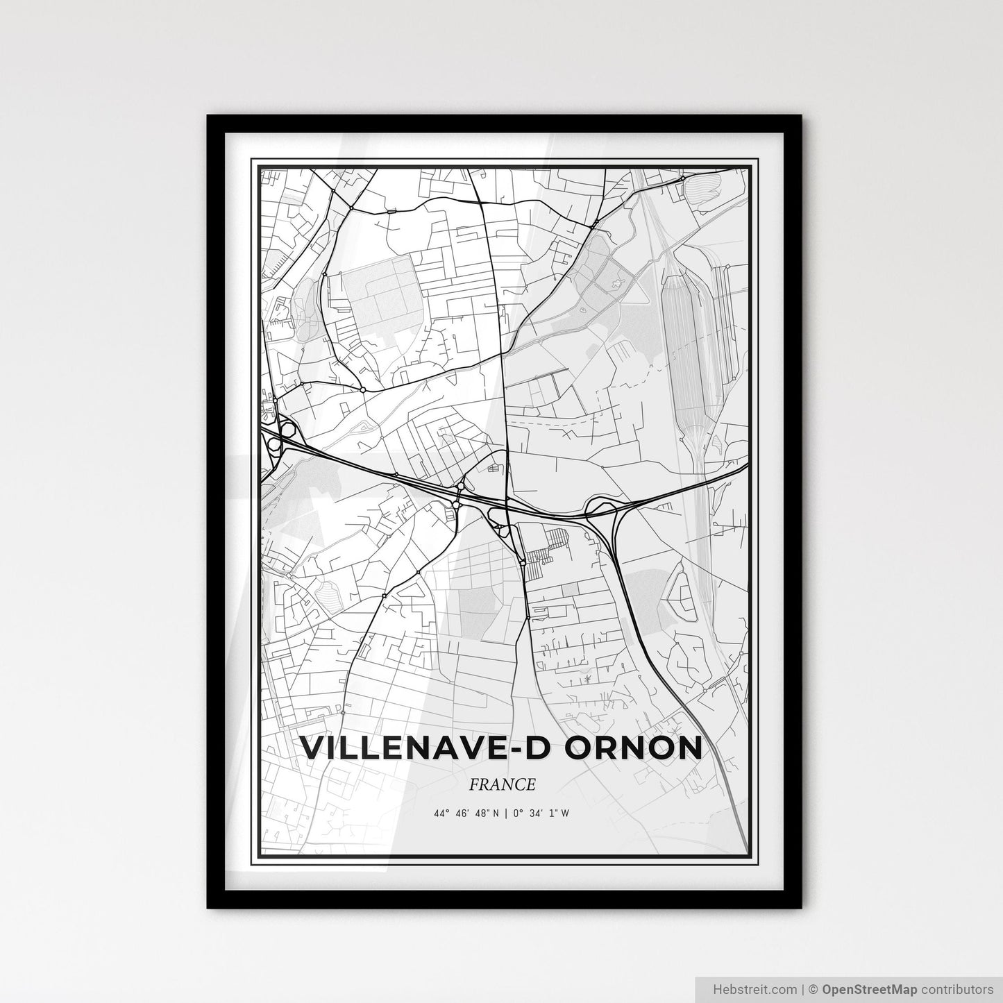 Villenave-d Ornon France - Scandinavian Style City Map for Modern Home Decor