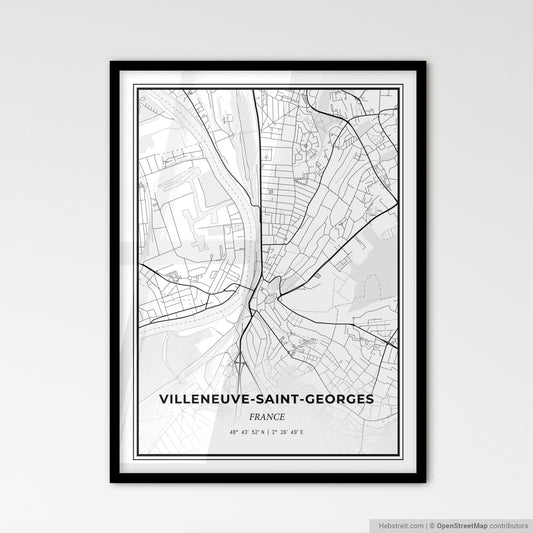 Villeneuve-Saint-Georges France - Scandinavian Style City Map for Modern Home Decor