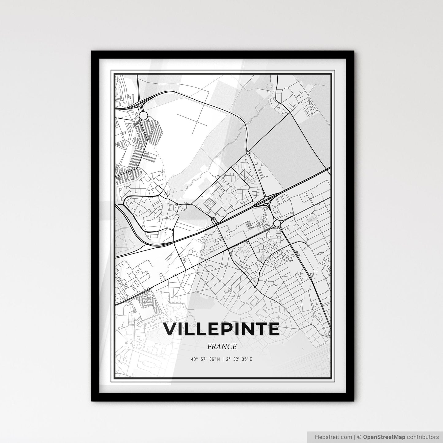 Villepinte France - Scandinavian Style City Map for Modern Home Decor