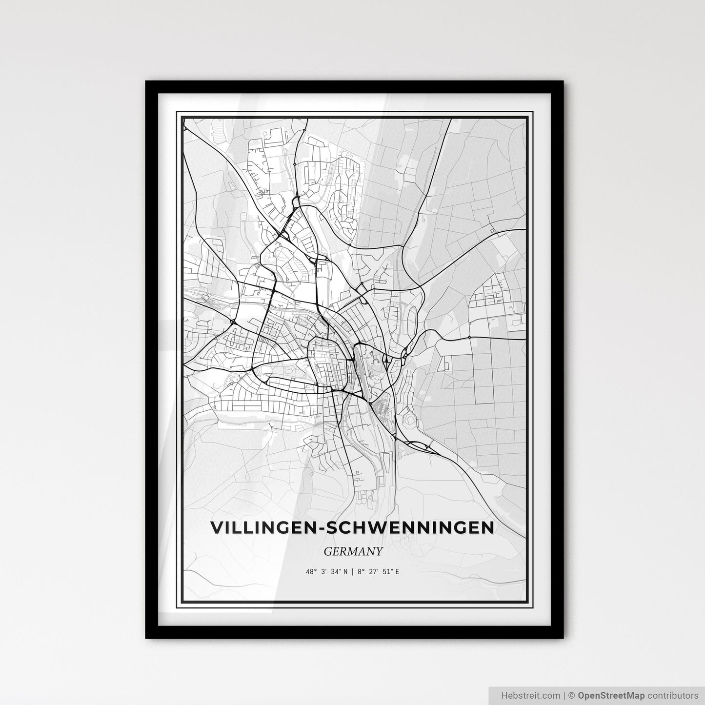 Villingen-Schwenningen Germany - Scandinavian Style City Map for Modern Home Decor
