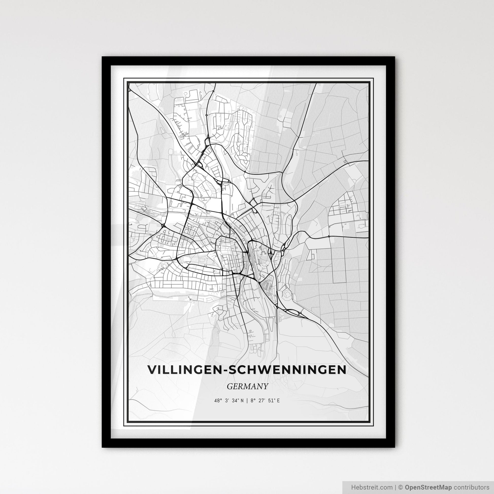 Villingen-Schwenningen Germany - Scandinavian Style City Map for Modern Home Decor