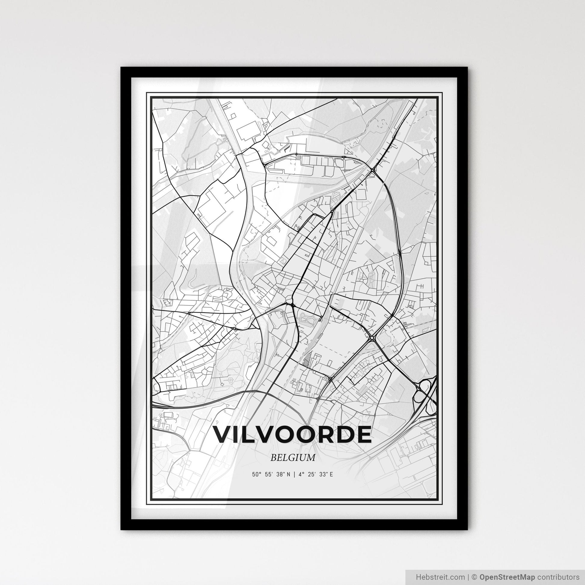 Vilvoorde  Belgium - Scandinavian Style City Map for Modern Home Decor