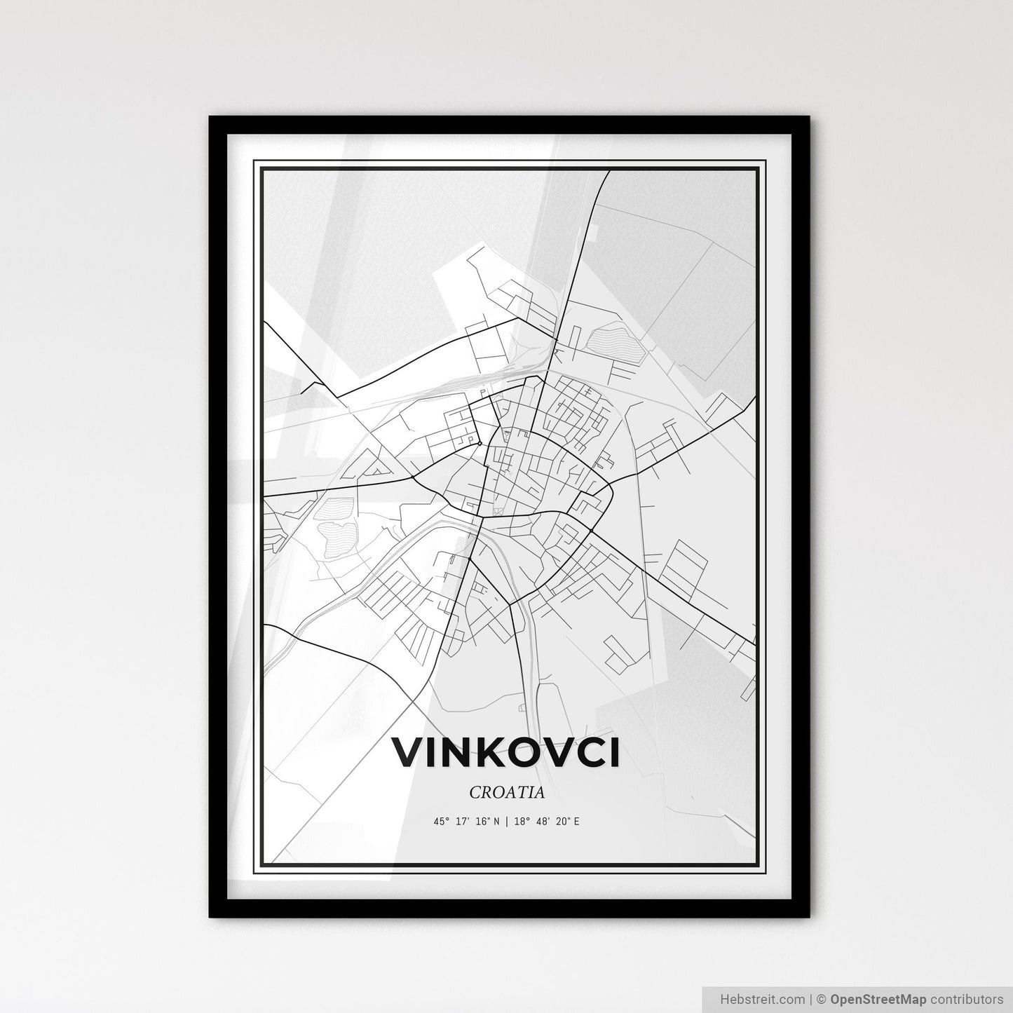 Vinkovci Croatia - Scandinavian Style City Map for Modern Home Decor