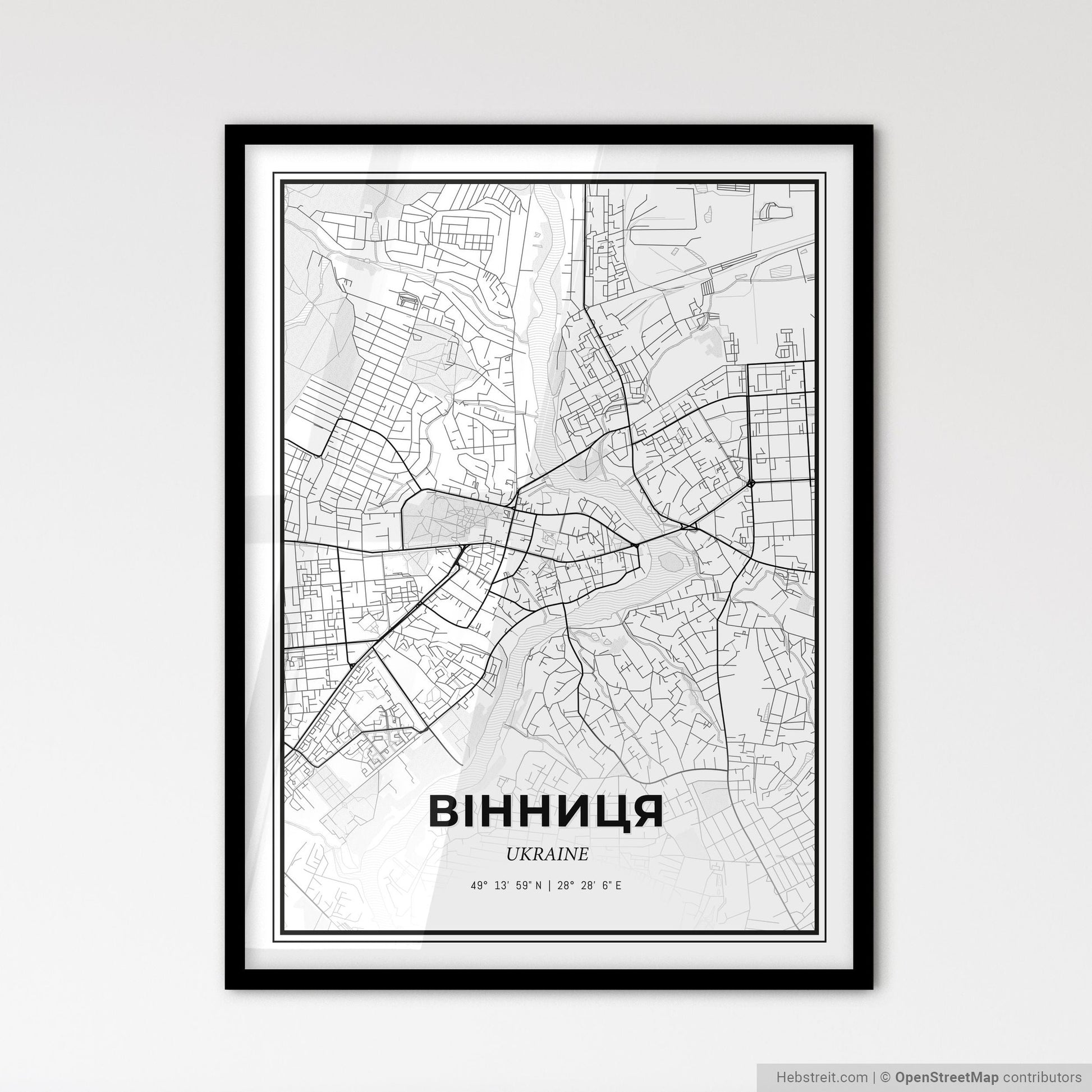 Vinnytsia Ukraine - Scandinavian Style City Map for Modern Home Decor